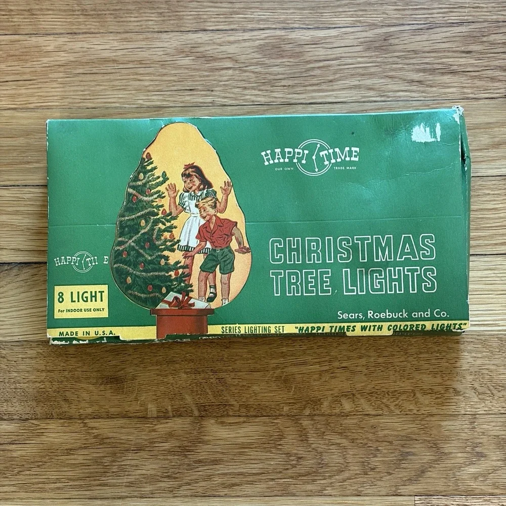 WWII Era Christmas Happi Time Christmas Tree Lights In Original Box 1940s